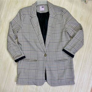 So Houndstooth blazer black green blue check slightly oversized size M